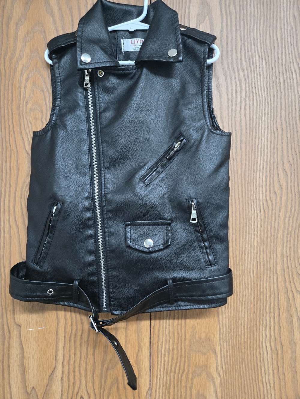 Children's Black Faux Leather Vest